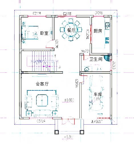 復(fù)式三層歐式別墅設(shè)計(jì)圖，2廳6臥130㎡帶車(chē)庫(kù)健身房休閑廳，造價(jià)30萬(wàn)。