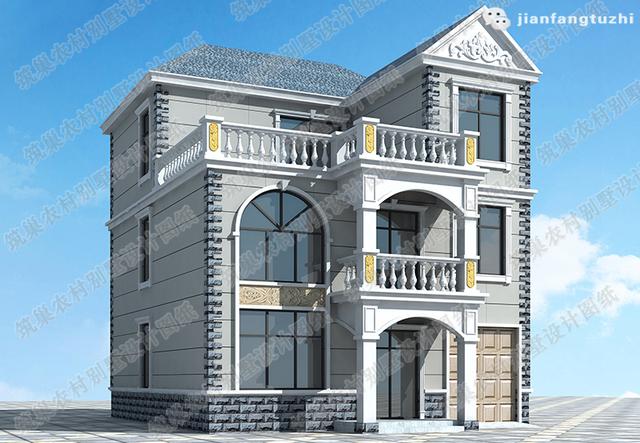 復(fù)式三層歐式別墅設(shè)計(jì)圖，2廳6臥130㎡帶車(chē)庫(kù)健身房休閑廳，造價(jià)30萬(wàn)。