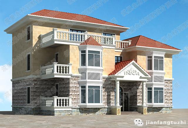 三層農(nóng)村自建房，16*11米，2廳7室?guī)Ы∩矸?套房，造價(jià)40萬(wàn)。