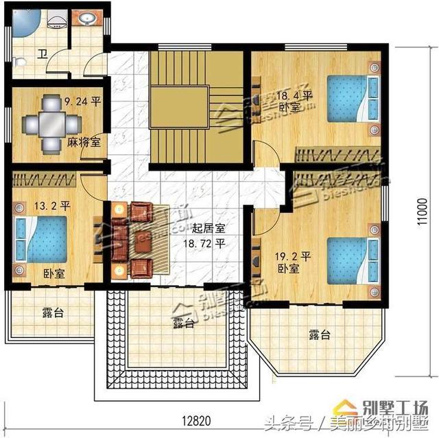 農(nóng)村三層別墅，帶堂屋，12.82X12.4m造價(jià)27萬(wàn)，外觀經(jīng)典大氣。