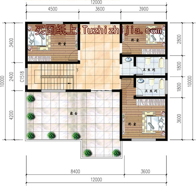 5套農(nóng)村三層房屋圖，主體15萬，不用攢錢都能建
