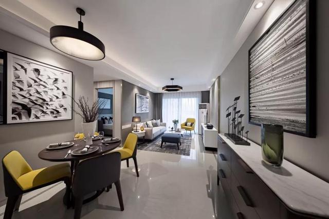 現(xiàn)代簡約風(fēng)小戶型公寓裝修，92㎡，采用抽象化的藝術(shù)，灰度空間的高級(jí)感。