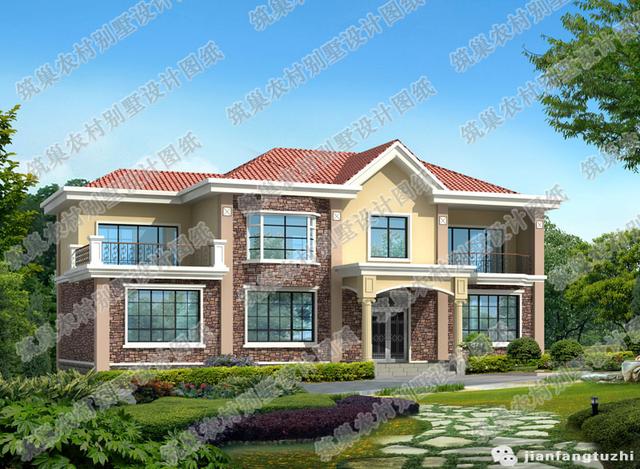 3款造價(jià)30萬以內(nèi)二層農(nóng)村別墅設(shè)計(jì)圖，占地面積約190㎡。