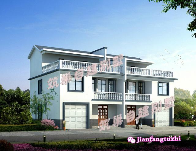 簡約二層農(nóng)村雙拼別墅設(shè)計圖，17*11米，帶老人房，造價40萬