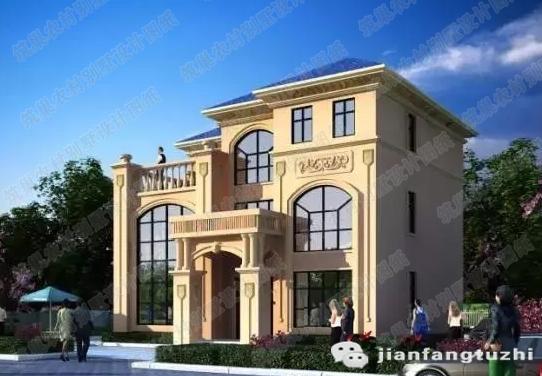 復(fù)式三層農(nóng)村自建房，14*12米，3廳8臥，造價40萬，時尚大氣。