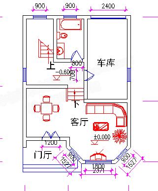 三層小戶型別墅設(shè)計圖，80平米，3廳5臥帶閣樓層車庫，造價20萬。