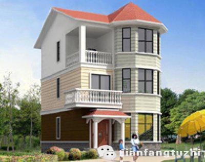 三層小戶型別墅設(shè)計圖，80平米，3廳5臥帶閣樓層車庫，造價20萬。