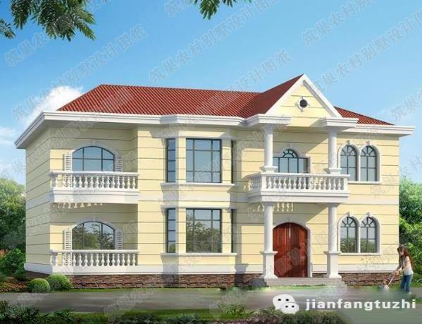 2廳6臥二層自建房，占地200㎡，戶型簡約大方，容易施工，特別適合農(nóng)村建房。