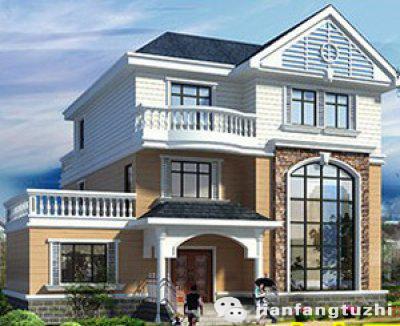 13×14米二層農(nóng)村自建房，1廳5臥，挑空客廳+套房+車庫，美觀大氣。