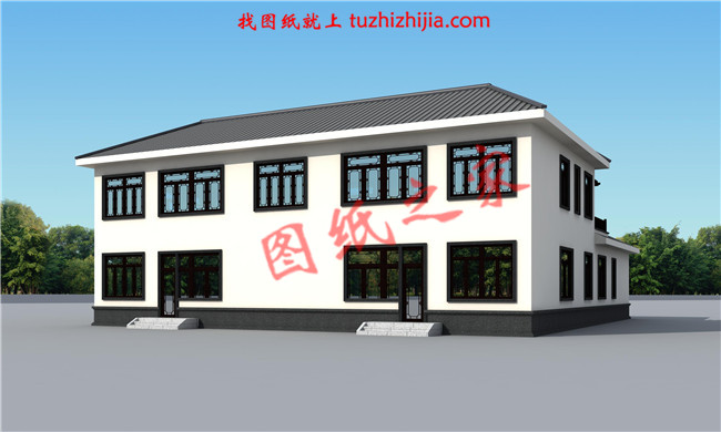 二層小型簡單四合院設(shè)計圖，戶型方正，左右對稱，傳統(tǒng)文化的傳承