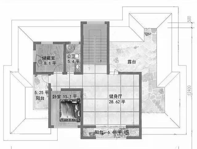 2廳6臥三層別墅設計圖，帶健身廳+豪華套房，造價35萬。