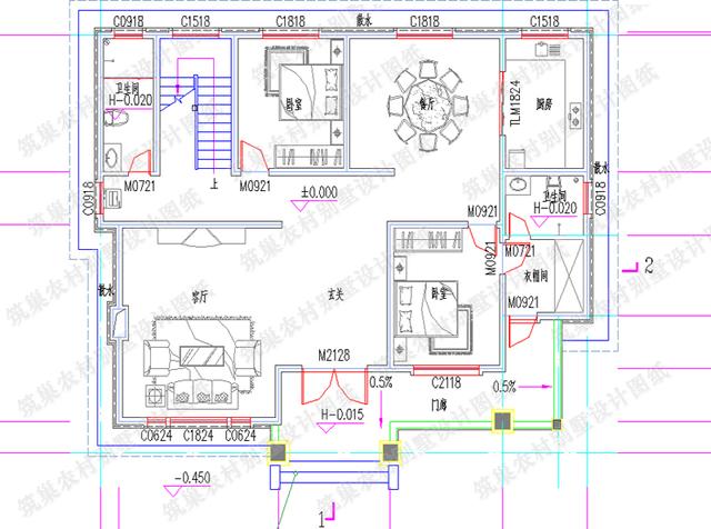 二層農(nóng)村別墅設(shè)計(jì)圖，占地160㎡，造價(jià)30萬，1廳5臥帶豪華套房