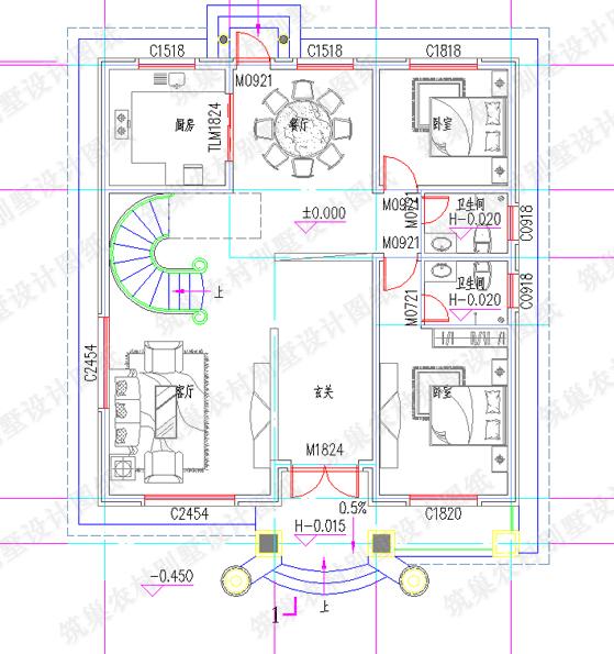 11×11米三層別墅設(shè)計(jì)圖，2廳8臥，造價(jià)40萬，挑空客廳+休息廳+套房
