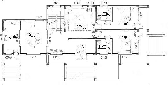三層西班牙風(fēng)格別墅設(shè)計(jì)圖，3廳9臥帶地下車庫(kù)+套房，占地160㎡，造價(jià)60萬