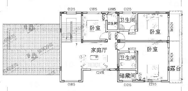 三層西班牙風(fēng)格別墅設(shè)計(jì)圖，3廳9臥帶地下車庫(kù)+套房，占地160㎡，造價(jià)60萬