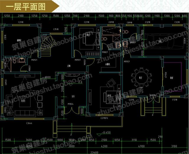 3廳5臥三層別墅設(shè)計(jì)圖，占地150㎡，挑空客廳+車庫(kù)+棋牌房+天面花園，造價(jià)50萬(wàn)