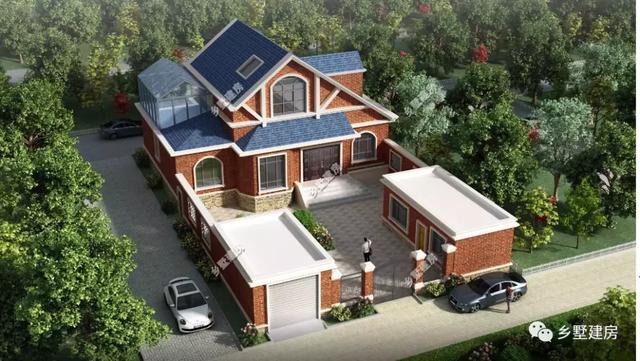 農(nóng)村二層別墅圖主體造價(jià)僅需29萬(wàn)左右，帶車(chē)庫(kù)、露臺(tái)，配超大庭院，既實(shí)用又美觀(guān)！