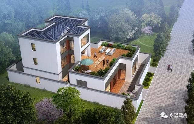 新中式農(nóng)村四合院別墅圖，帶小院和露臺(tái)，讓你的房子脫穎而出