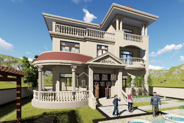 三層歐式別墅圖，方、圓的經(jīng)典結合，讓你在村內(nèi)享受品質生活