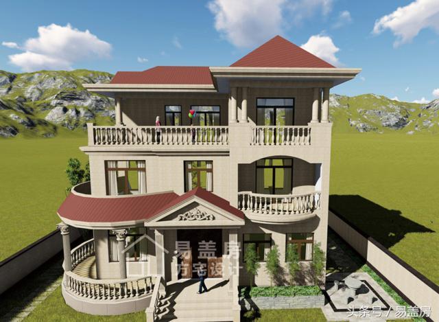 三層歐式別墅圖，方、圓的經(jīng)典結合，讓你在村內(nèi)享受品質生活