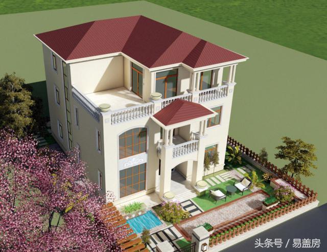 三層歐式別墅圖，方、圓的經(jīng)典結合，讓你在村內(nèi)享受品質生活