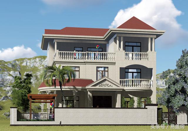 三層歐式別墅圖，方、圓的經(jīng)典結合，讓你在村內(nèi)享受品質生活