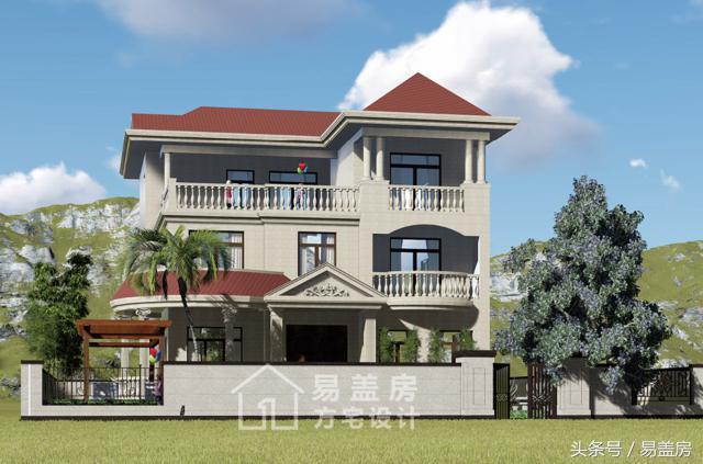 三層歐式別墅圖，方、圓的經(jīng)典結合，讓你在村內(nèi)享受品質生活