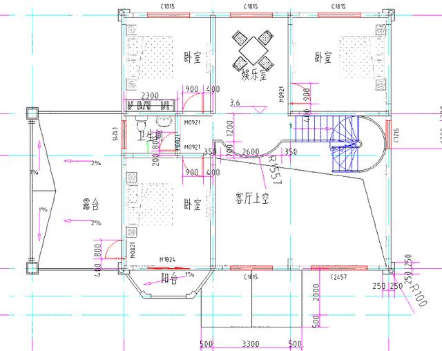 二層復(fù)式農(nóng)村自建別墅設(shè)計圖30萬占地160㎡2廳5臥
