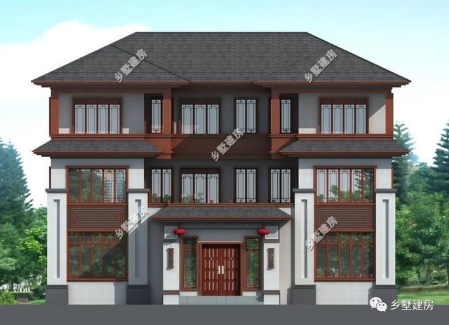 新中式農(nóng)村四合院別墅設(shè)計(jì)圖，簡單大方，和家人一起感受寧靜淡雅的生活是一件多么棒的事