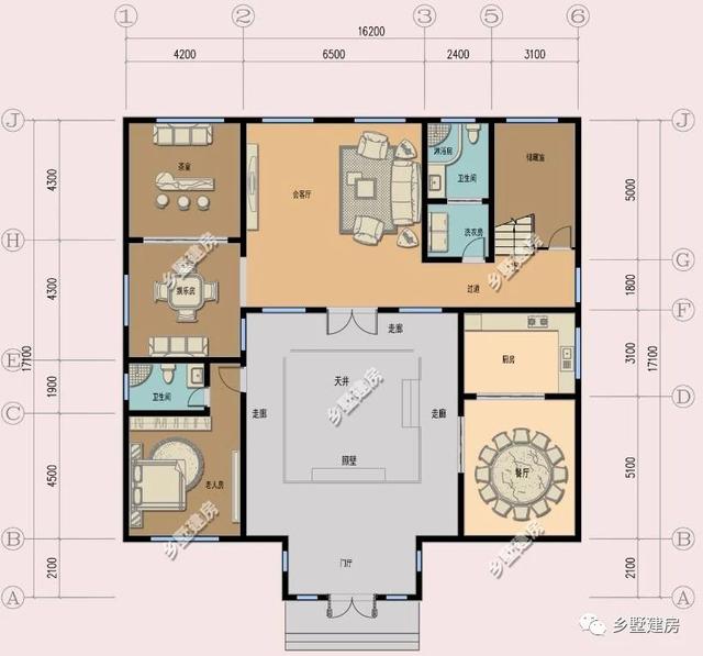 新中式農(nóng)村四合院別墅設(shè)計(jì)圖，簡單大方，和家人一起感受寧靜淡雅的生活是一件多么棒的事