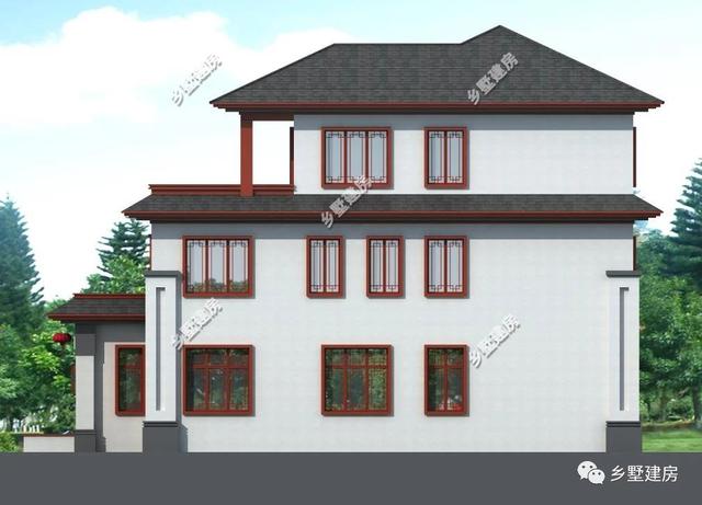 新中式農(nóng)村四合院別墅設(shè)計(jì)圖，簡單大方，和家人一起感受寧靜淡雅的生活是一件多么棒的事