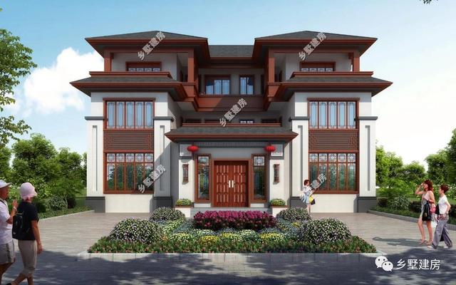 新中式農(nóng)村四合院別墅設(shè)計(jì)圖，簡單大方，和家人一起感受寧靜淡雅的生活是一件多么棒的事