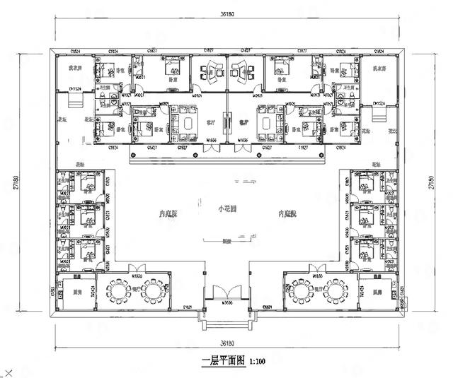 一層四合院自建房設(shè)計(jì)圖，給人一種傳統(tǒng)、懷舊、優(yōu)雅的感覺，蘊(yùn)含著深刻的文化內(nèi)涵，是中華傳統(tǒng)文化的載體