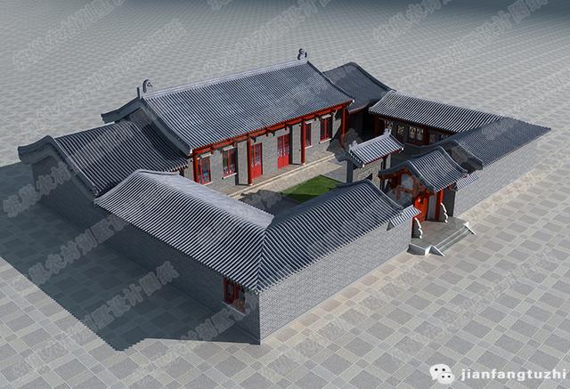 一層四合院自建房設(shè)計(jì)圖，給人一種傳統(tǒng)、懷舊、優(yōu)雅的感覺，蘊(yùn)含著深刻的文化內(nèi)涵，是中華傳統(tǒng)文化的載體