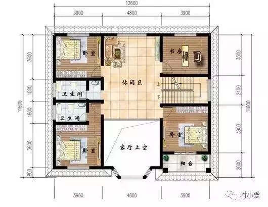 挑空+大落地窗別墅設(shè)計(jì)圖，12.6X11.6米，外觀造型時(shí)尚美觀，讓人居住更舒心