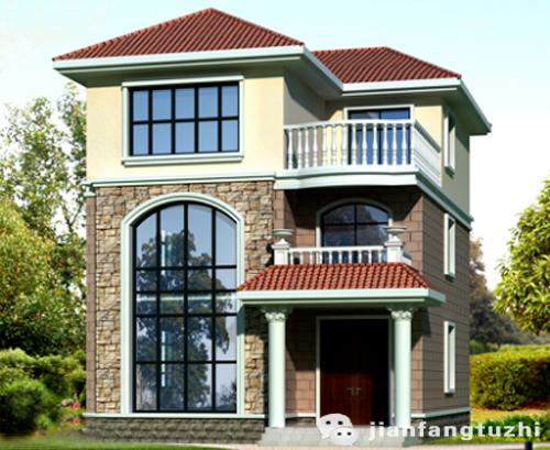 小戶型三層自建房設(shè)計(jì)圖，3廳7臥帶挑空客廳，色調(diào)協(xié)調(diào)，精致小巧