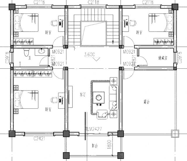 農(nóng)村二層簡約實(shí)用別墅設(shè)計(jì)圖，150平方米2廳5臥帶陽臺露臺，功能齊全，一個字：棒！