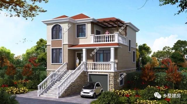 5室2廳4衛(wèi)帶車庫的三層歐式別墅設(shè)計圖，簡約大氣，20多萬能建這樣一套別墅也是很超值了！