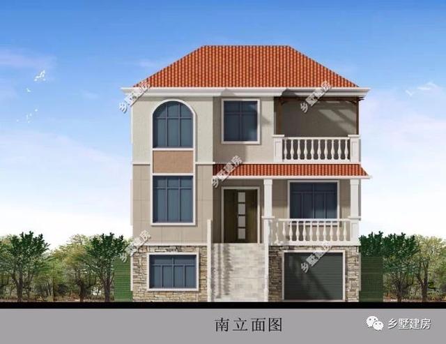 5室2廳4衛(wèi)帶車庫的三層歐式別墅設(shè)計圖，簡約大氣，20多萬能建這樣一套別墅也是很超值了！