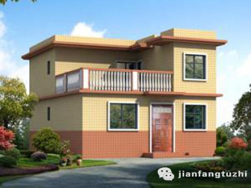 實(shí)用型二層平屋頂簡單農(nóng)村自建房全套設(shè)計(jì)圖紙，100平方米1廳5臥，施工簡單，戶型簡約