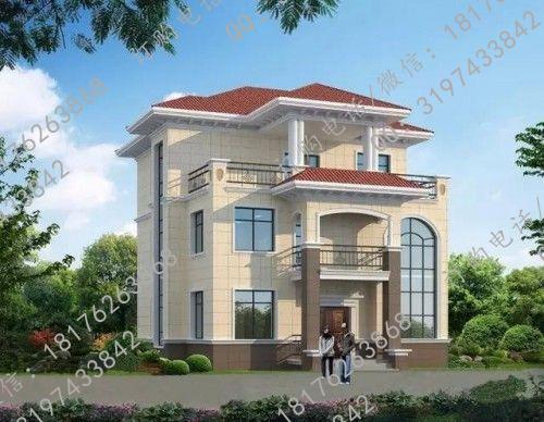 占地160平方米帶挑空客廳三層簡歐農村自建房設計圖，布局流暢，居住舒適度高