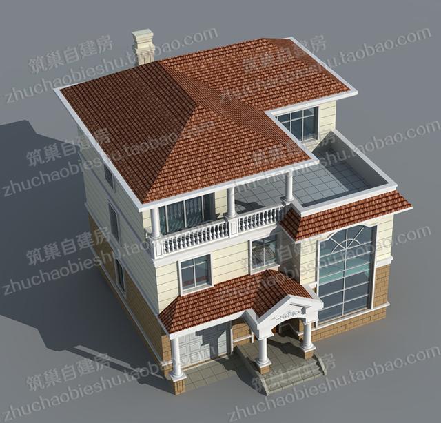 三層別墅圖紙，12×12米2廳5臥，造價(jià)30萬(wàn)，挑空客廳+車庫(kù)+露臺(tái)花園