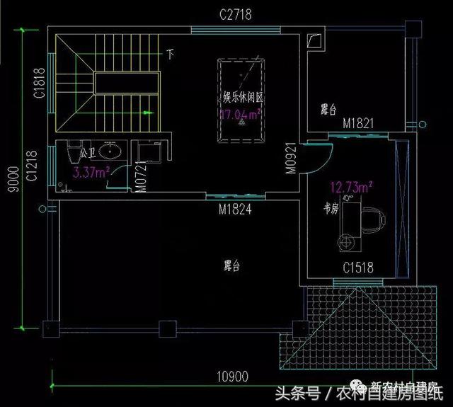 三層小面積農(nóng)村別墅，11X9米，堂屋煙囪大露臺(tái)，人人都能建得起