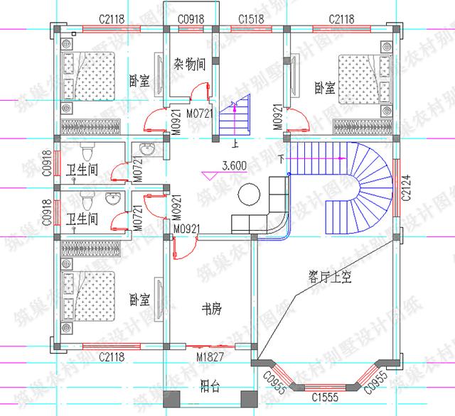 最新三層別墅設計圖，2廳7臥，落地窗+娛樂房+挑空客廳，造價50萬以內(nèi)，漂亮、美觀、實用