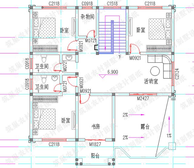 最新三層別墅設計圖，2廳7臥，落地窗+娛樂房+挑空客廳，造價50萬以內(nèi)，漂亮、美觀、實用