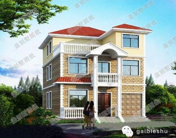 2款三層農(nóng)村別墅戶型設(shè)計(jì)圖，帶車庫，造價(jià)50萬左右