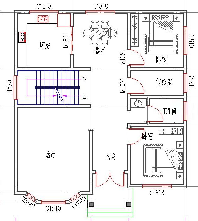 農(nóng)村二層別墅設(shè)計圖：20萬2廳5臥11×12帶挑空客廳，現(xiàn)在年輕人都喜歡的設(shè)計方式