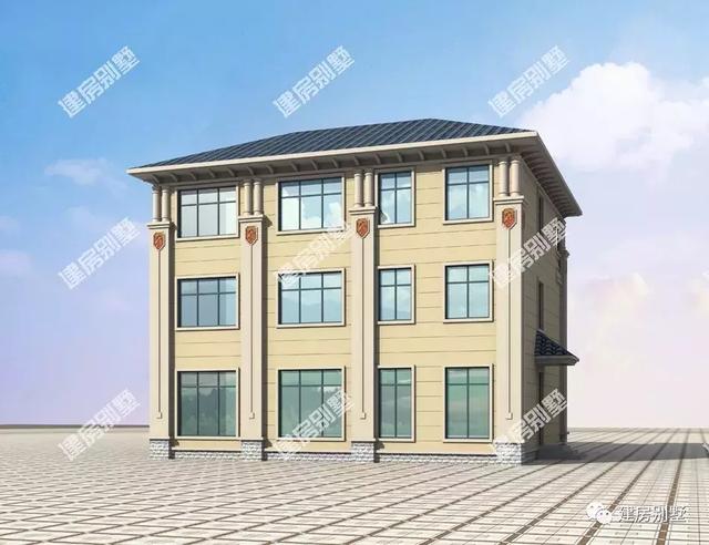 13×12.9米三層農(nóng)村別墅設(shè)計(jì)圖，雙涼亭搭配露臺(tái)，外觀豪華大氣