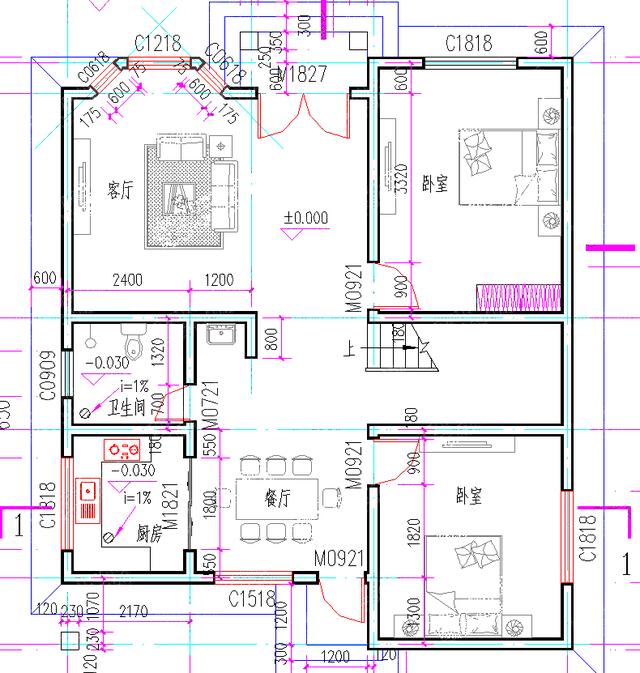 10×11農(nóng)村二層平屋頂自建房20萬2廳4臥全套設(shè)計施工圖，簡單易建
