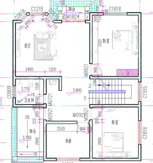 10×11農(nóng)村二層平屋頂自建房20萬2廳4臥全套設(shè)計施工圖，簡單易建